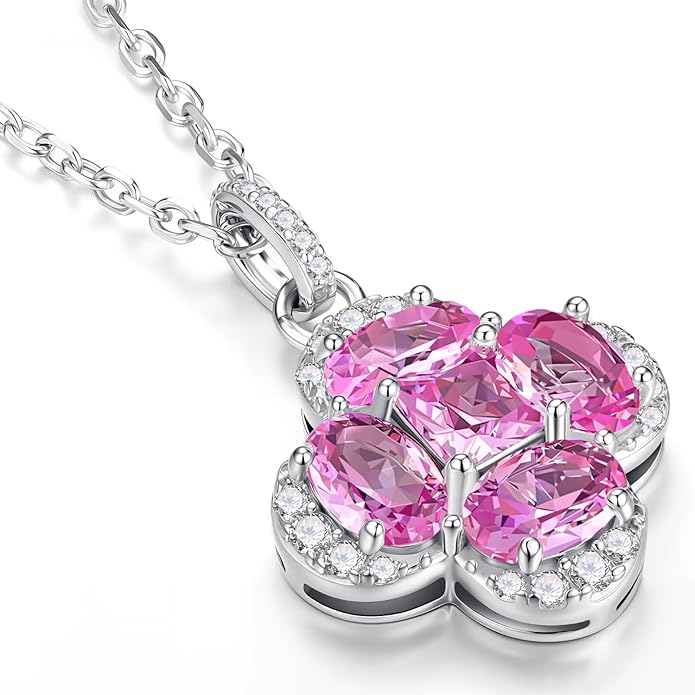 Iefil Valentines Day Gifts for Her - 925 Sterling Silver Birthstone Clover Necklace for Women, Anniversary Birthday Gifts for Wife Girlfriend Mom Daughter