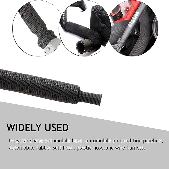 Heat Shrinkable Braided Sleeving 2:1 Ratio- Abrasion Protection Flexibility Wiring Harness Cable Sheath (3/4" ID, 16ft)