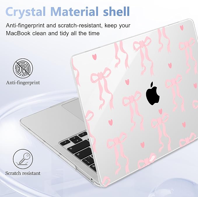 Case for MacBook Pro 13 inch with/Without Touch Bar (2016-2022, M2 A2338 M1 A2289 A2251 A2159 A1989 A1706 A1708), Hard Shell + Keyboard Cover + Dust Plug, Bow