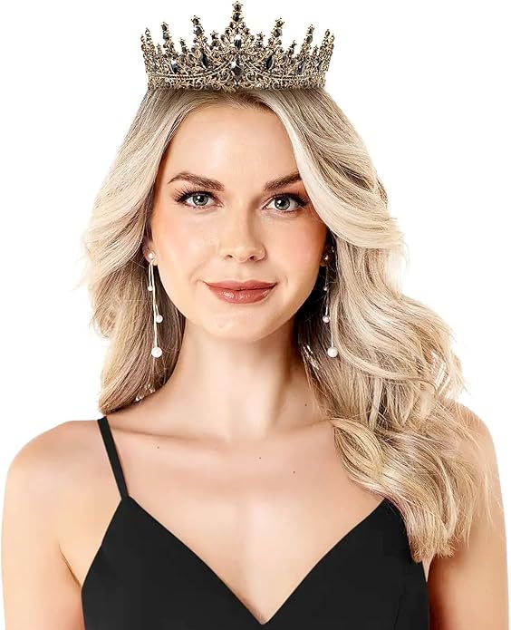 Gold Crown for Women Crystal Princess Tiaras Rhinestone Queen Headband Wedding Bridal Hair Accessories Birthday Prom Pageant Party Coming of Age Ceremony Photo Props