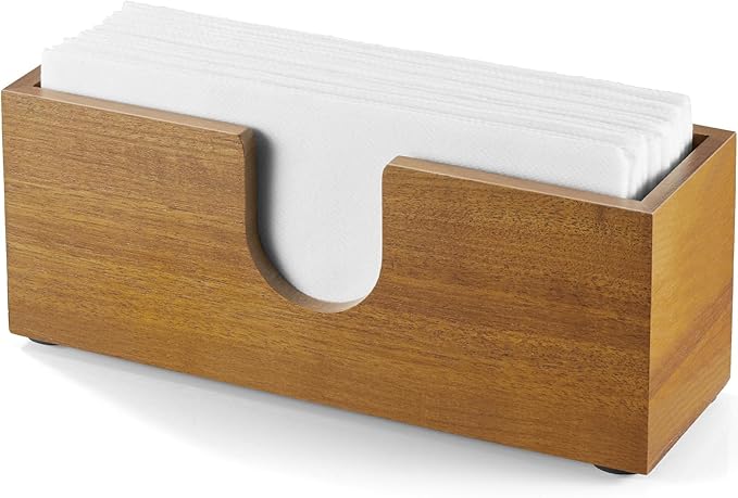 Guest Towel Holder for Bathroom, Acacia Wood Upright Napkin Holder for Kitchen Dining Table, Disposable Paper Hand Towel Holder, Napkin Dispenser for Countertop
