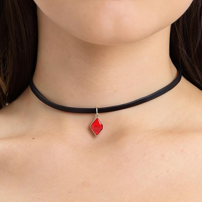 Heart Necklace Valentines Day Gifts for Her, Black Heart Choker Necklace Red Ribbon Choker Love Jewelry as New Year Gifts, Red Velvet Chocker Vintage Jewelry as Birthday Gift for Women
