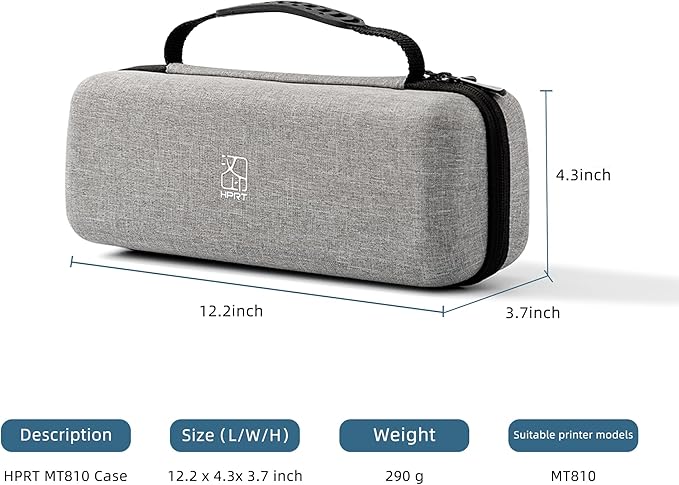 HPRT Portable Carry Case Compatible Pooolitech MT810 Portable Printers Waterproof Shockproof Scratch Resistant Compact Lightweight