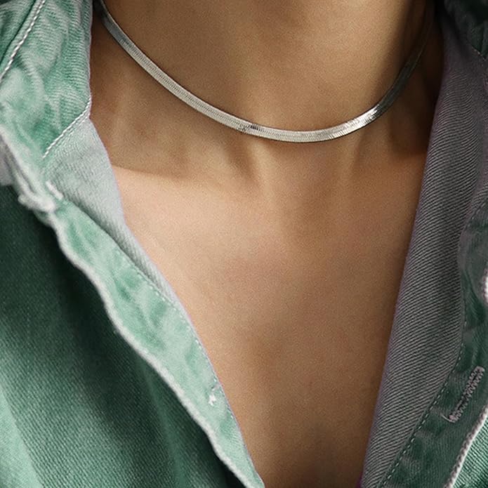 Fashion Necklace, White Gold and 18K Gold Plated Necklaces, Snake Chain, Rope Chain.Best Gift for Woman(16-18in)