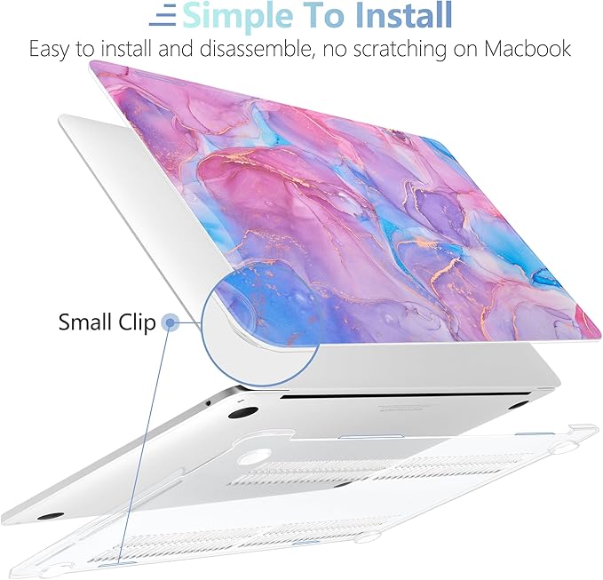 MEEgoodo Case for MacBook Pro 13 inch Case 2022 2021 2020 New A2338 M2/M1 A2251 A2289,Laptop Hard Shell with Keyboard & Camera Cover Compatible with 13 inch MacBook Pro, Pink Marble Texture