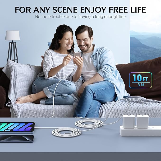 Fast Charging iPhone 16 Pro Charger,2-Pack 10 FT Long USB C Charger Woven Cable with 20W USBC Fast Charger for iPhone 16e/16 Pro/16 Pro max/16 Plus/16/iPhone 15/15 Pro/15 Pro Max/15 Plus,iPad Pro