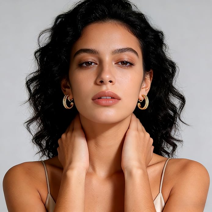 Gold and Silver Clip-On Earrings Two Tone Mixed Metal Clip-On Earrings Chunky Hoop Clip Earrings