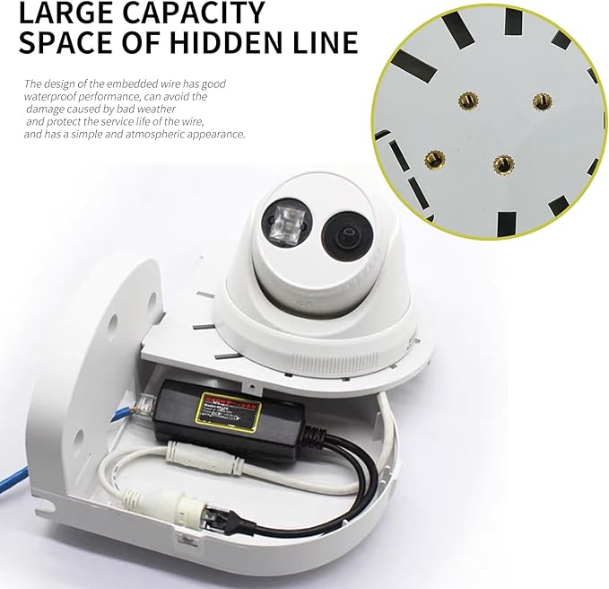 Indoor Outdoor Camera Bracket ABS Plastic Wall Mount L-Shaped Bracket for Security Dome IP Camera Mounting, Junction Box Cable Management (2.5in-SL-1PACK)