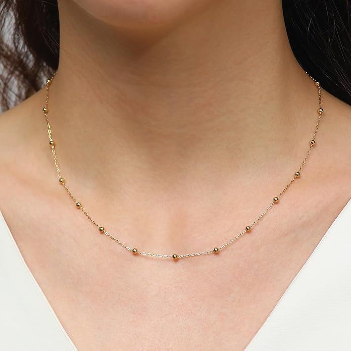14K Gold-Plated Women's Double-Layer Birthstone Necklace Delicate Round Birthstone Pendant with a Simple Necklace, a Birthday Gift for Women Teenage Girls