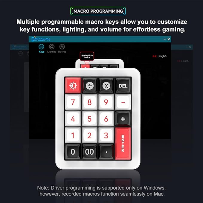 Adventurers K812 Wired Mechanical Numeric Keypad, 19-Key Hot-Swappable RGB Numpad, Macro Programmable, Detachable Type-C Cable, Game/Office Mode Switch – for PC/Laptop/Desktop (White)