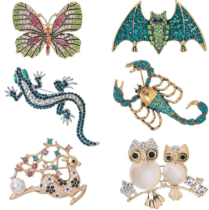 Animal-Shaped Rhinestone Brooch Set, Alloy Diamond Pin, Crystal Vintage Brooch, Animal Lapel Pin, Formal Pin Suitable for Men and Women