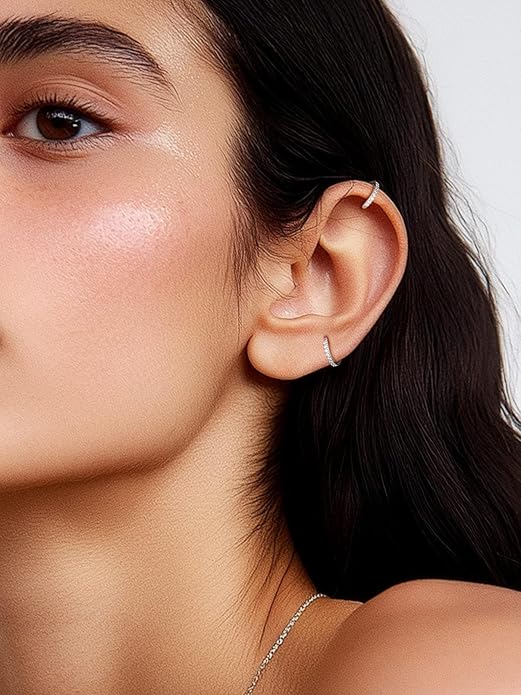 FaithHeart Sterling Silver Hoop Earrings for Women, Hypoallergenic Huggie Hoop Earrings Lightweight Small Cartilage Earrings Hoop Earring Dainty Everyday Earrings 6/8/10/12/14/15/16/18/20mm