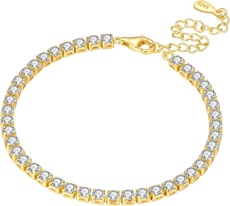 Women's 925 Sterling Silver Bracelet, Non Tarnish 18K Gold Plated Bracelets for Women, Dainty Chain Simple Jewelry Cute Handmade Minimalist for Gift