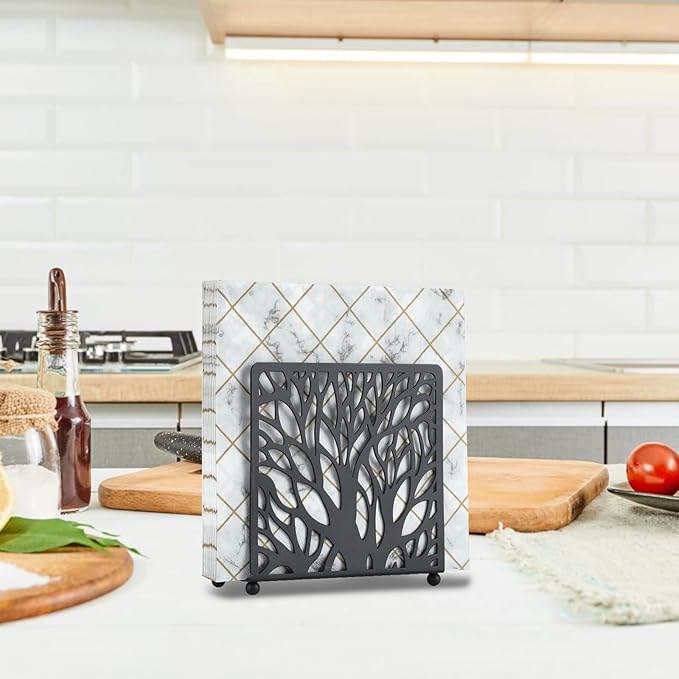 Farmhouse Black Napkin Holder for Tabletop Decor and Kitchen, Metal Table Napkin Holder Stand for Home Restaurant Picnic Party
