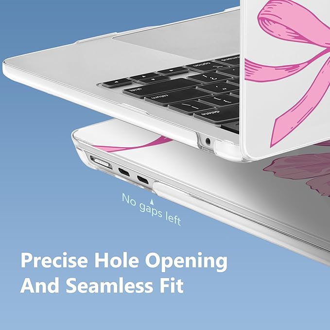 Mektron Compatible with M4 MacBook Air 15 inch Case 2025 A3241 2024 2023 M3 A3114 A2941 M2 Liquid Retina Display Touch ID, Plastic Hard Case & Keyboard Skin & Screen Protector - Pink Bows C245