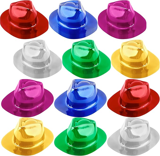 36 Pcs Party Gangster Hats Plastic Party Hats Bulk Fedora Party Hats for Kids Adults Cosplay Photo Booth Supplies