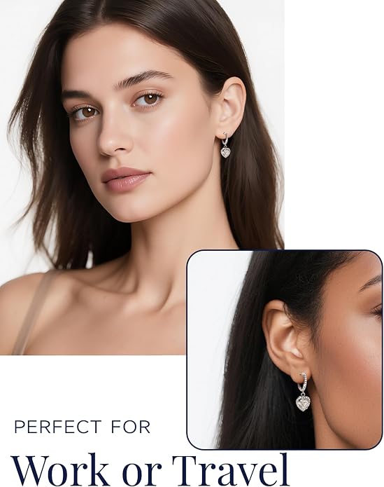 MomentWish Dangle Earrings for Women-925 Sterling Silver Moissanite Earring, Women's Gift for Valentine Birthday, D Color VVS1 Dancing Moissanite Hoops