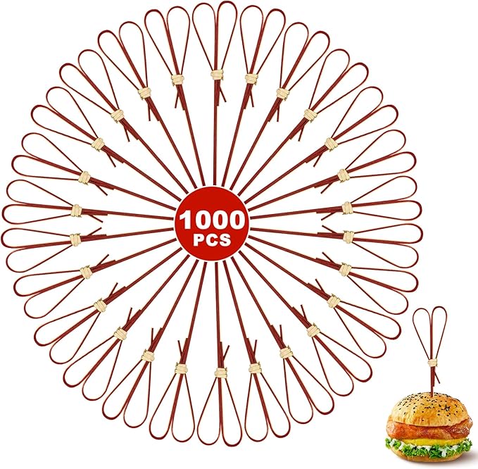 1000 Pieces Bamboo Cocktail Picks,4.7 Inch Heart Shaped Wooden Toothpicks for Appetizers, Skewers for Charcuterie Boards, Fancy Food Picks for Parties, Drinks, Wedding Essentials (Red)