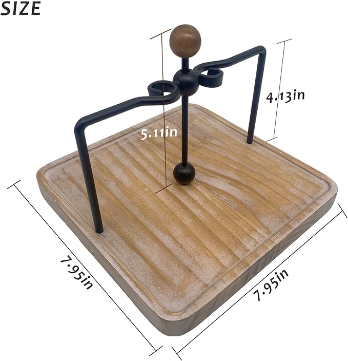Rustic Wooden Napkin Holder for Table, Farmhouse Kitchen Table Decor, Flat Napkin Holder with Weighted Arm and Handle for Home, Kitchen, Restaurant, Hotel, Cafe, Bar