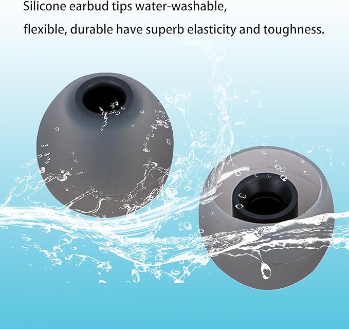 Silicone Replacement Earbud Tips - Fit Most In-Ear Earbuds (Inner Hole 3.8mm - 5.1mm) - 9 Pairs S M L