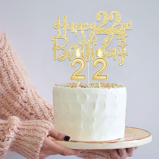 22 Birthday Decorations for Women with 22nd Birthday Sash and Crown, Cake Topper and Candles, Number Balloons, 22 Year Old Gifts for Girls