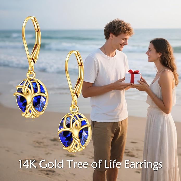 DOVRAN 10K 14K Solid Gold Leverback Earrings for Women Real Yellow Gold Filigree Dangle Earrings Trendy Jewelry Birthday Christmas Gifts for Wife Mom