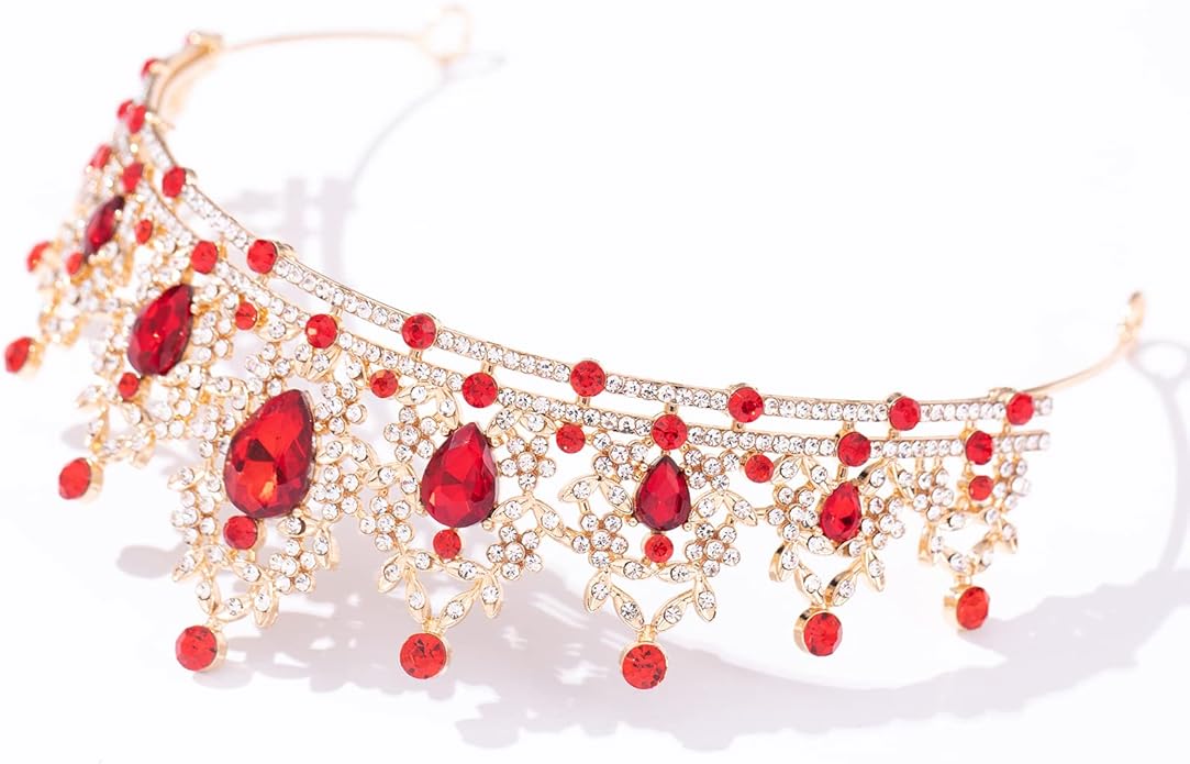 FORSEVEN Crystal Tiaras for Women, Wedding Tiaras and Crowns for Women Tiaras for Birthday Party Princess Crown Hair Accessories Bride Rhinestone Halloween Decorations Headband