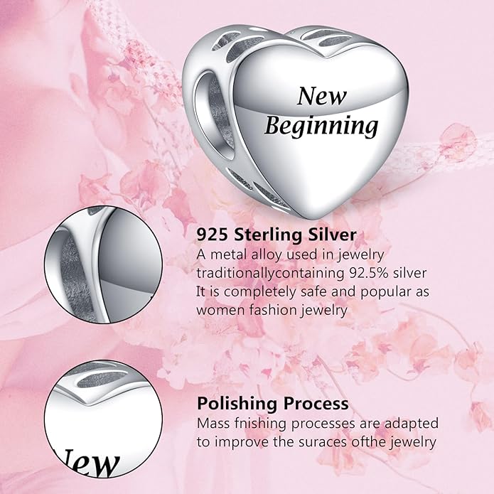 Annmors Personalized Photo Charms For Bracelets/Necklace 925 Sterling Silver Love Heart Shaped Engraved Customize Picture Gift for Birthday Mother's Day,Bead Charms Jewelry for Women