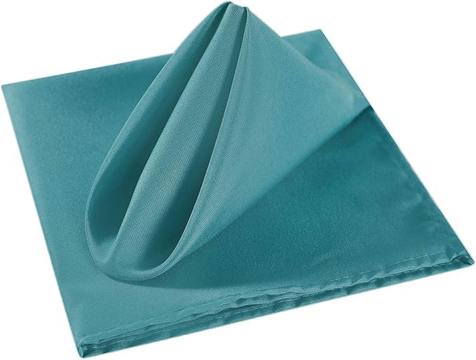 Cloth Napkins 17x17 inch Washable Polyester Dinner Napkins Soft Table Napkins for Wedding Party Dining Banquet(Teal,12PCS)