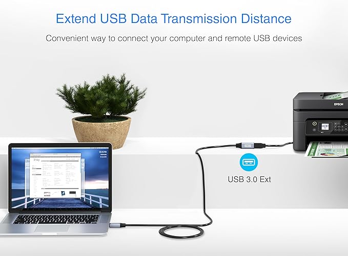 BlueRigger USB 3.0 Extension Cable (10FT, 5 Gbps, Type A Male to Female Adapter Cord) - Long USB Repeater Extender for VR Headset, Printer, Hard Drive, Flash Drive, Keyboard, Mouse, Xbox