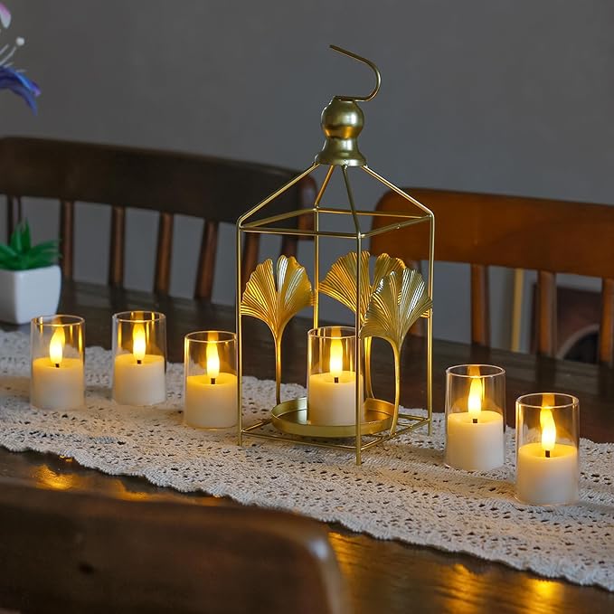 Rechargeable Acrylic Flameless Votive Candles with Timer & Remote Control, 1.7" x2.5" Flickering LED Warm Glow Tealight for Home, Wedding, Holiday Decor (Set of 6, White)
