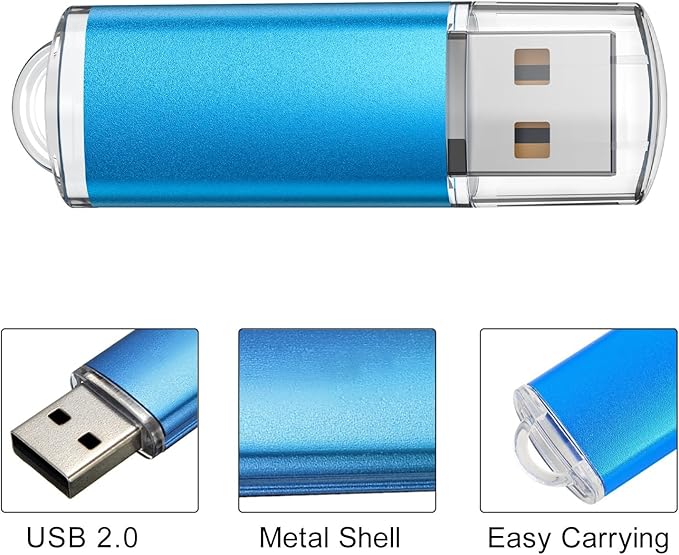 TOPESEL 5 Pack 32GB USB 2.0 Flash Drive Memory Stick Thumb Drives (5 Mixed Colors: Black Blue Green Red Silver)