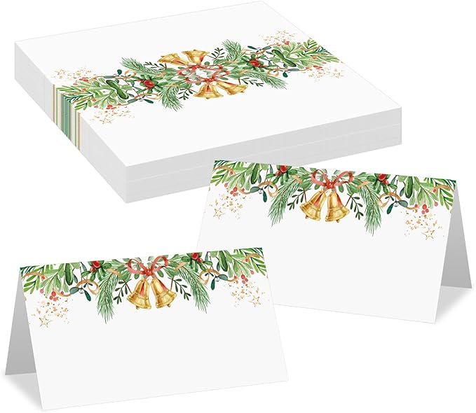 50 Pcs Christmas Place Cards for Xmas Seating Name Tags Placecard Holders Seating Christmas Food Tent Labels for Dinner Party Banquet Tables Buffet Food Label (Christmas-1)