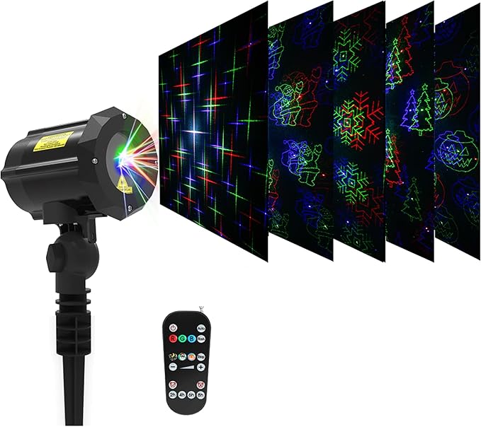 Motion Pattern Firefly 3 Models in 1 Continuous 18 Patterns LedMall RGB Outdoor Laser Garden and Christmas Lights with RF Remote Control and Security kit