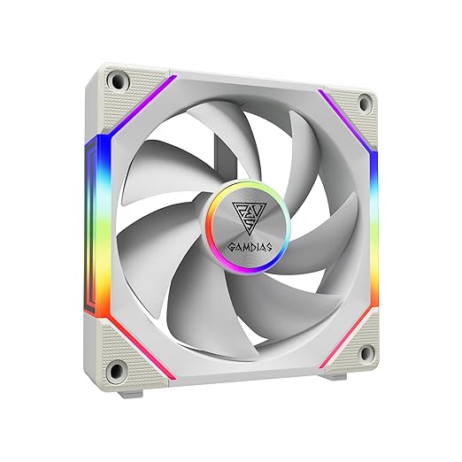 GAMDIAS AEOLUS P2-1203 120mm ARGB PWM Fan (3 Pack, no Hub), Include Reverse Fan Blade x3 & Controller, ARGB Sync, Easy Installation & Cabless Daisy-Chain Design, Silent Operation, Up to 2400RPM, White