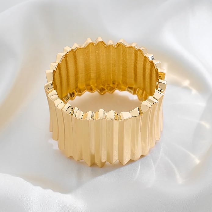 Statement Golden Matte Bracelet for women Minimalist Chunky Brushed Bangle Bracelet Vintage Thick Wide Cuff bracelet Gold Plated Open Cuff Geometric Bracelet