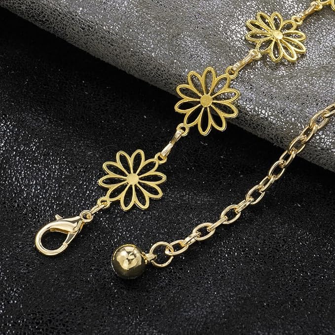 Small Flower Metal Belt Chain - Adjustable Waist Chain for Women's Dresses
