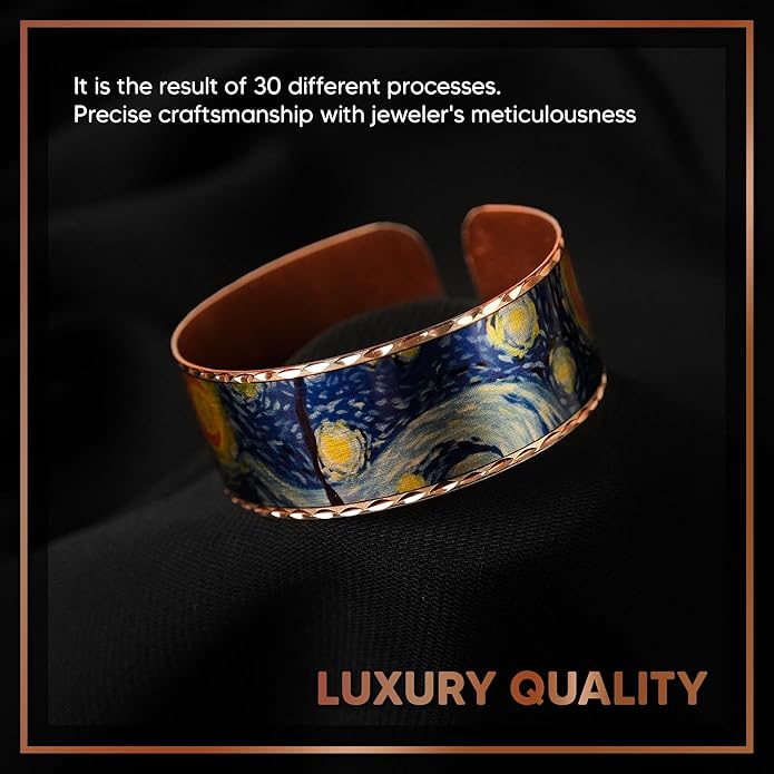 Moreni Copper Bracelet for Women with Wooden Gift Box – Art-Inspired Elegant & Timeless Handmade Jewelry Gift