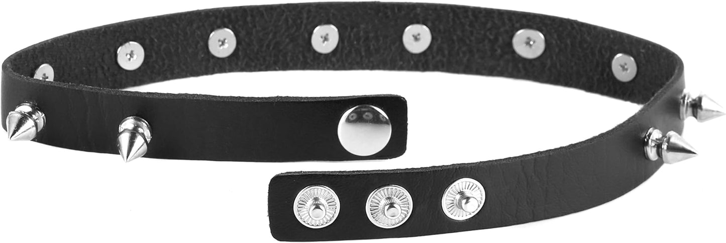 HZMAN Fashion Women Men Cool Punk Goth Metal Spike Studded Link Leather Collar Choker Necklace