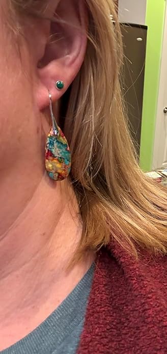 SELOVO Stone Fishhook Dangle Drop Earrings Statement Earrings for Women Stone