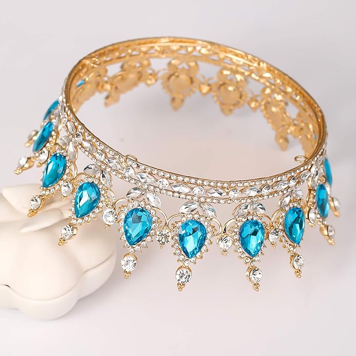 FORSEVEN Queen Crown Rhinestone Wedding Crowns and Tiaras for Women Costume Party Hair Accessories Princess Birthday Crown Crystal Bridal Crown Halloween Decorations Headband