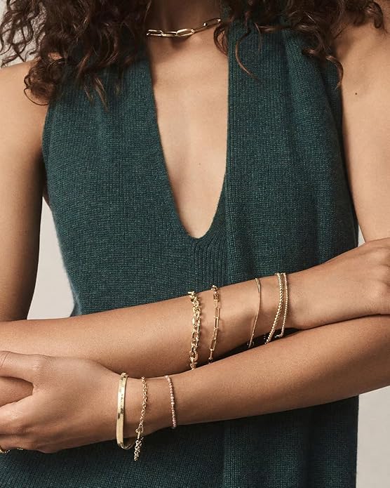 gorjana - Poppy Gold Bracelet Set - 18k Gold-Plated Brass - Luxurious and Durable Finish - Stackable for Dynamic Style - Perfect for Gifting