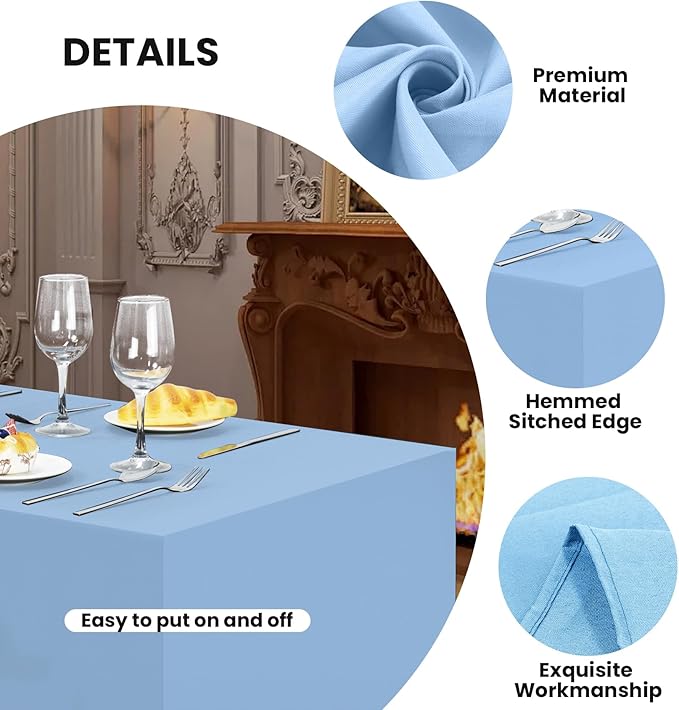 Ascoza 2 Pack Fitted Tablecloth for 4 Foot Rectangle Tables 48 x 24 Inch Blue Mist Table Covers Water Resistant Polyester Table Cloth for Wedding, Parties,Display, Trade Show (Blue Mist)