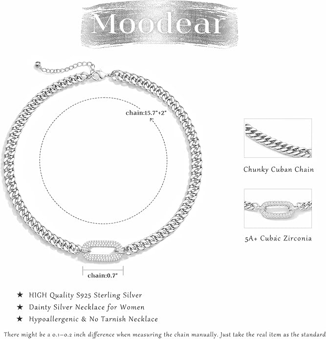 Moodear Gold Necklace for Women Trendy - Chunky Herringbone Paperclip Cuban Link Chain Choker Hypoallergenic Trendy Necklaces for Women Non Tarnish Jewelry Gifts