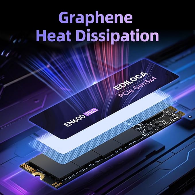 EN600 PRO SSD 2TB PCIe 3.0 Gen 3x4, NVMe M.2 2280, Up to 3500MB/s, Internal Solid State Drive, SLC Cache 3D NAND TLC, Graphene Cooling Sticker, Storage for PC, Desktop and Laptops