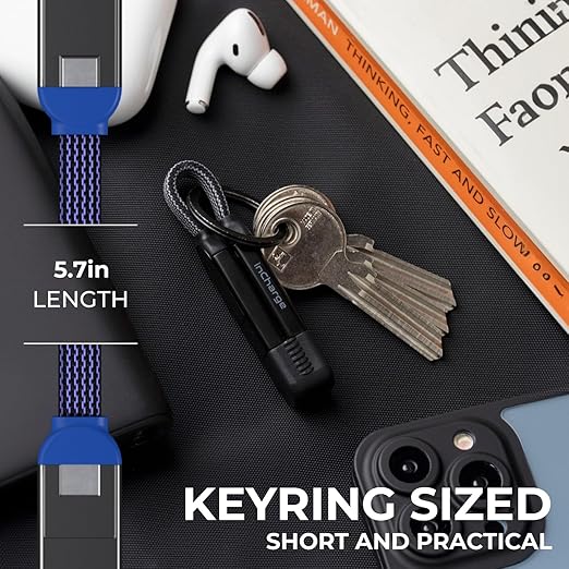 Rolling Square, inCharge X, Multi Charging Cable, Portable Keychain 6-in-1 with 100W Ultra-Fast Charging Power, Sapphire Blue, Multi Charger