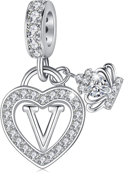 Letter Charms for Charms Bracelet: Silver Heart Alphabet Initial Dangle Charms Bead for Bracelets and Necklaces, Birthday Mother's Day Christmas Jewelry Gifts For Women