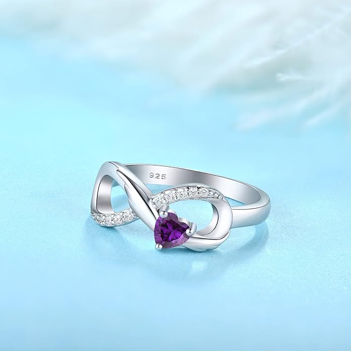 STARCHENIE Infinity Promise Ring 925 Sterling Silver Angel Wings Heart Ring for Women Size 5-10