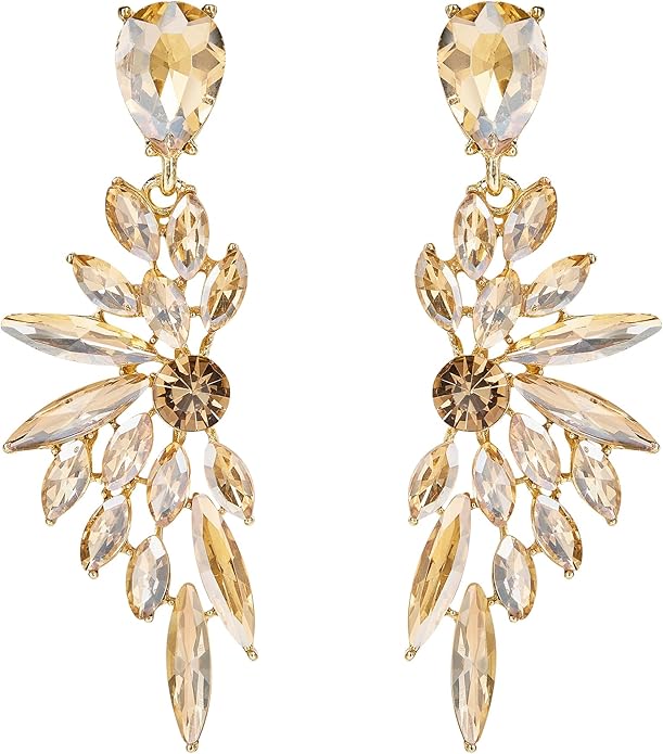 BriLove Women's Wedding Bridal Crystal Teardrop Multi Marquise Cluster Bling Dangle Earrings