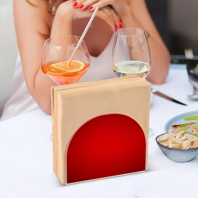 Napkin Holder, Plain Red Solid Color Napkin Holder for Table Standing Napkin Holders for Table, Kitchen & Dining Room Decor